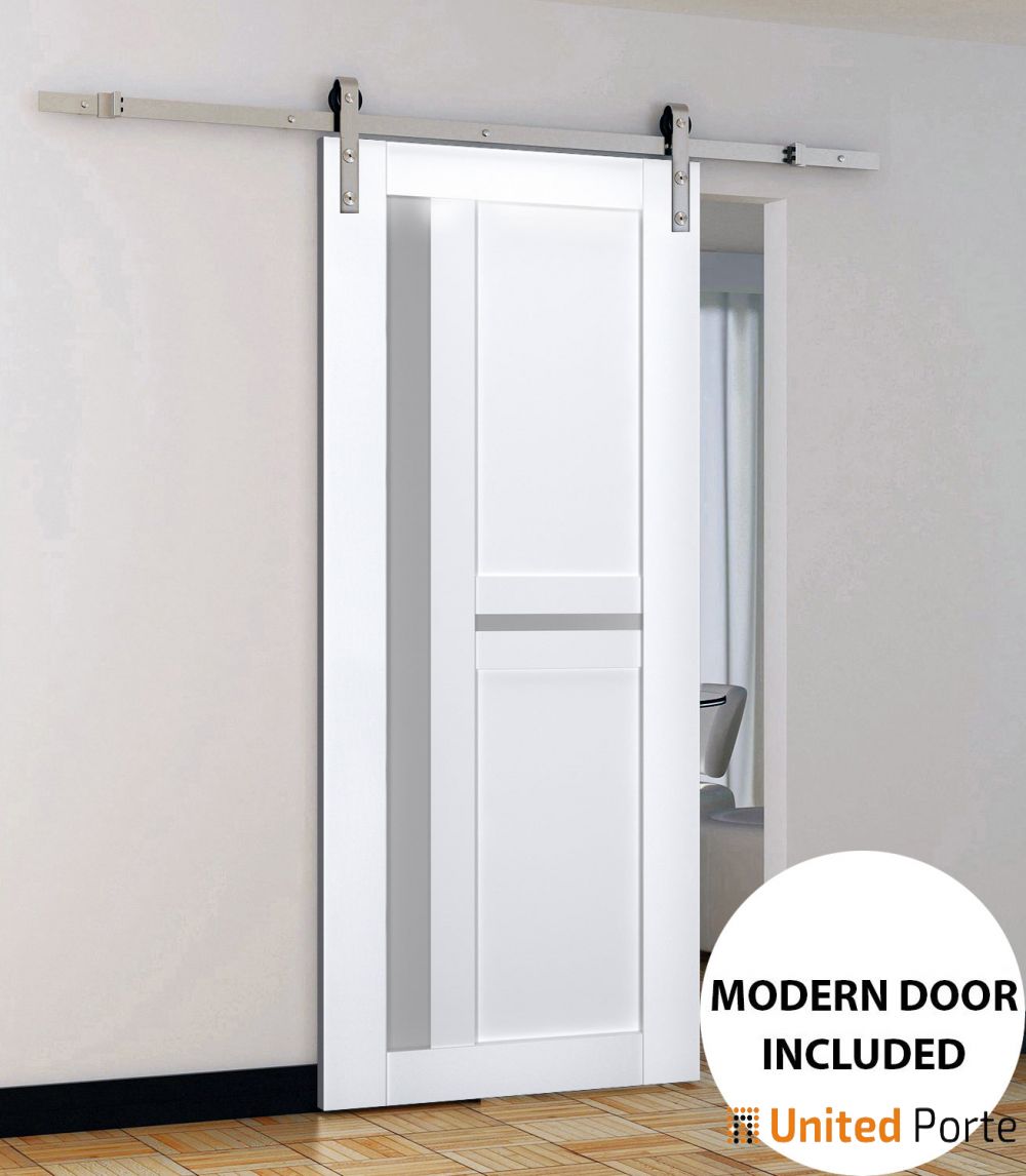 Sturdy Barn Door with Frosted Glass | Solid Panel Interior Doors | Buy Doors Online