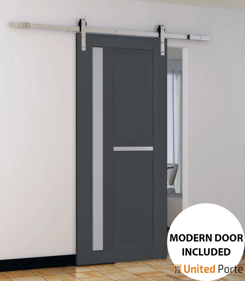 Sturdy Barn Door with Frosted Glass | Solid Panel Interior Doors | Buy Doors Online