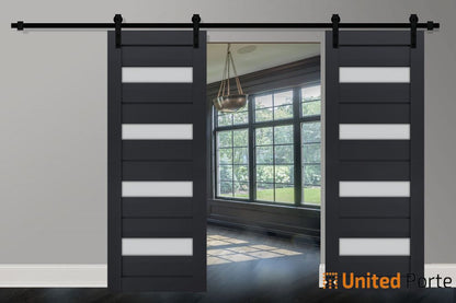 Sturdy Barn Door with Frosted Glass | Solid Panel Modern Interior Doors | Buy Doors Online