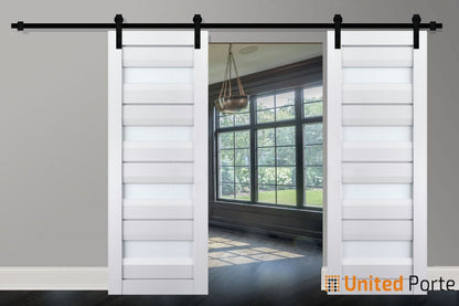 Sturdy Barn Door with Frosted Glass | Solid Panel Modern Interior Doors | Buy Doors Online