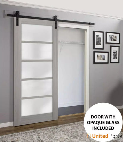 Sturdy Barn Door with Frosted Opaque Glass | Solid Panel Interior Doors | Buy Doors Online