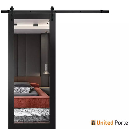 Sturdy Barn Door with Mirror | Modern Solid Panel Interior Doors I Buy Doors Online