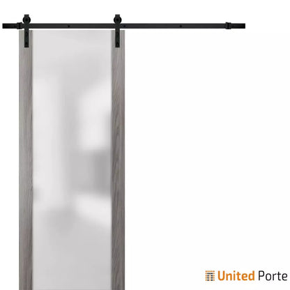 Sturdy Barn Door  with Frosted Tempered Glass | Modern Solid Panel Interior Doors | Buy Doors Online
