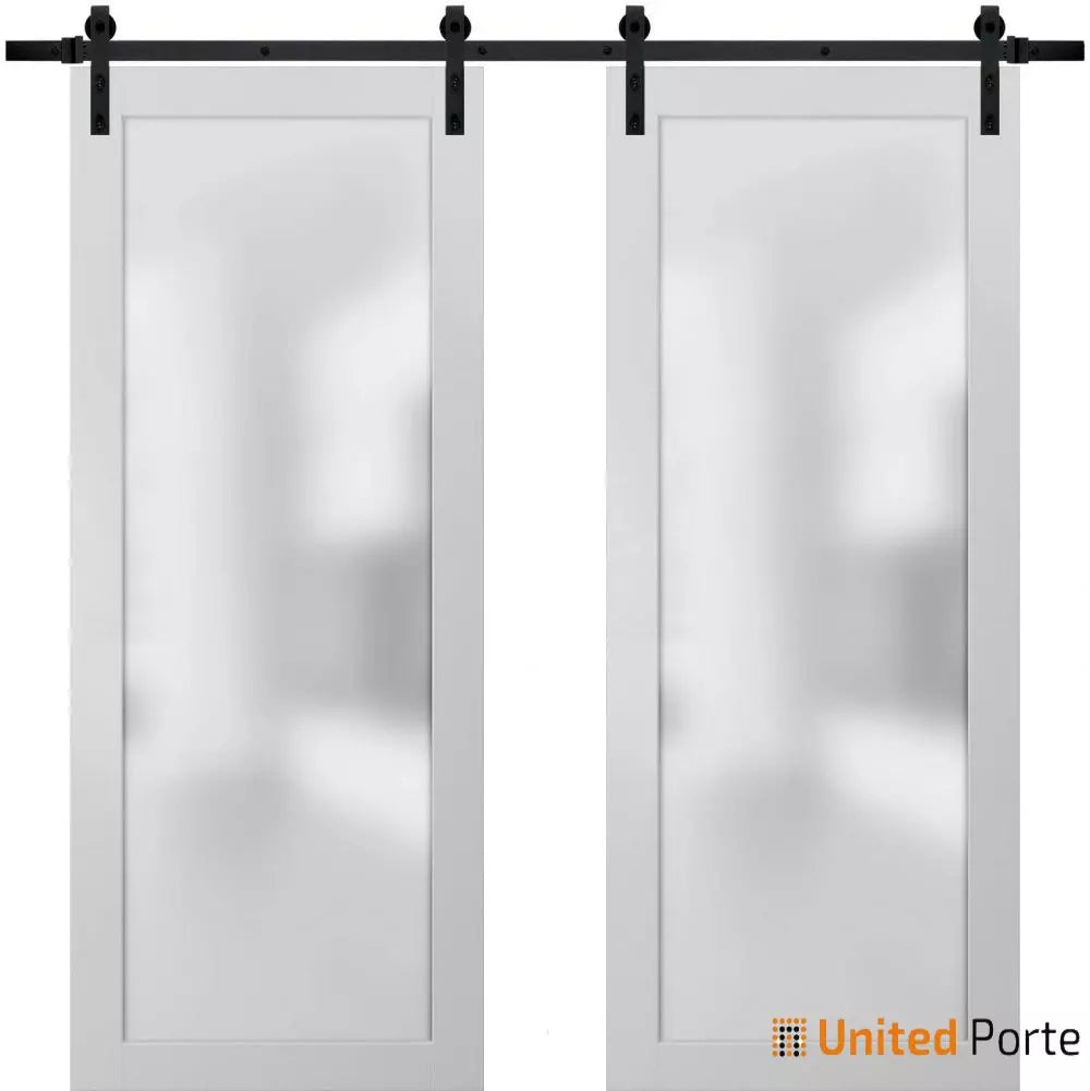 Sturdy Double Barn Door with Frosted Glass | Solid Panel Interior Doors | Buy Doors Online